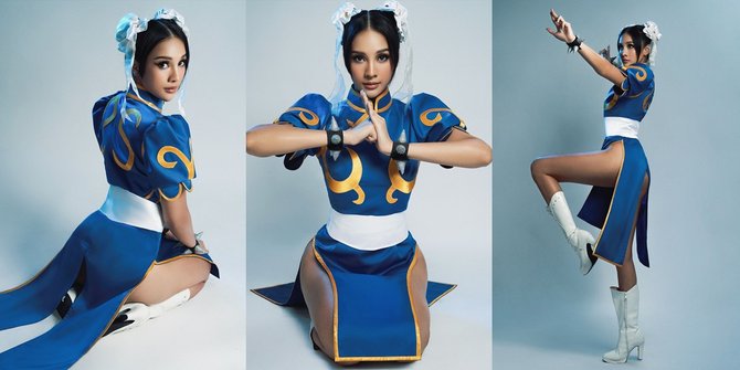 Chun-Li versi Anya Geraldine Kostum saat Halloween